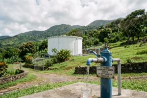 Water standpipe and hillside reservoir tank, St. Kitts