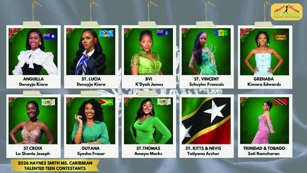 All ten contestants in this year’s Haynes Smith Miss Caribbean Talented Teen Pageant.