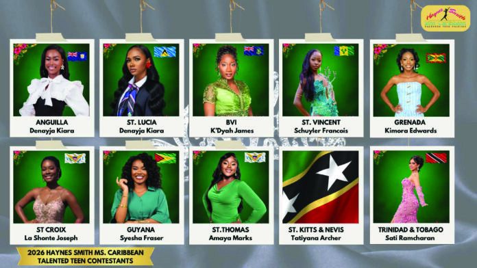 All ten contestants in this year’s Haynes Smith Miss Caribbean Talented Teen Pageant.