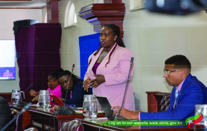Minister-Clarke Minister of Environment, Hon. Dr. Joyelle Clarke, presents in the National Assembly (SKNIS)