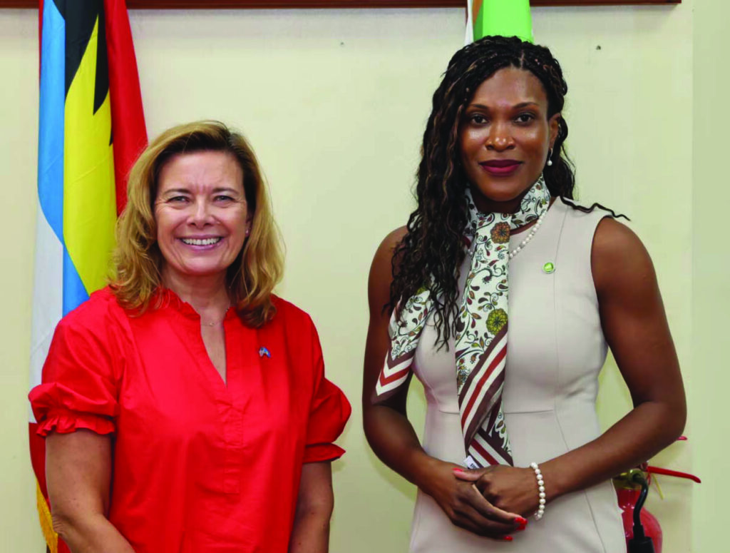 (L-R) Ms. Karin Sullivan, Chargé d’Affaires of the United States of America to Barbados, the Eastern Caribbean, and the OECS; and Dr. Kisha Grant, Chief of Staff and Strategic Diplomacy at the OECS Co
