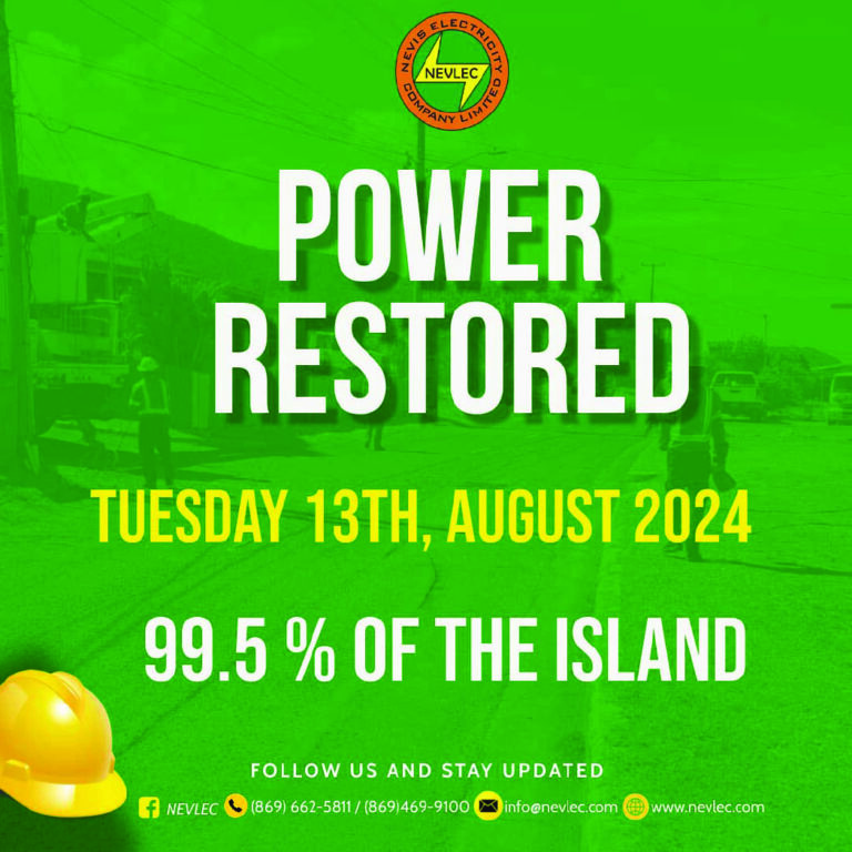 Preliminary reports indicate minimal disruption of utilities, no major damage on Nevis due to TS Ernesto