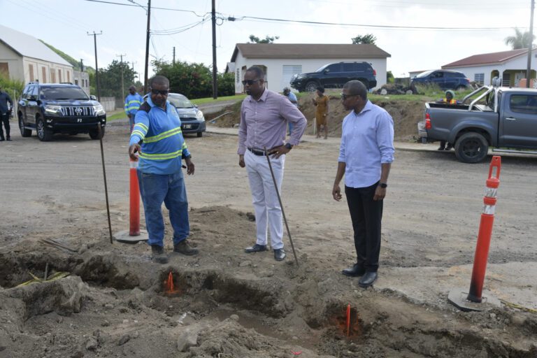 “We Are On Schedule”: Prime Minister Drew and Minister Maynard Assess Progress of St. Peters Main Road Rehabilitation