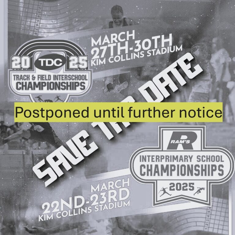 SKN Athletics Announces Postponement Of 2025 RAMS Interprimary And TCD Tnterschool Track & Field Championships