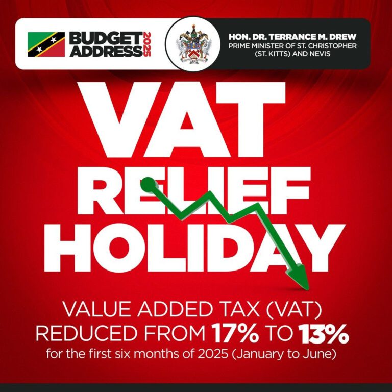 Reduction in Prices Expected as St Kitts and Nevis Government Lowers VAT Rate for First Half of 2025