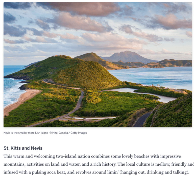 St. Kitts Named As One Of The Caribbean’s Best-Kept Secrets by Lonely Planet: